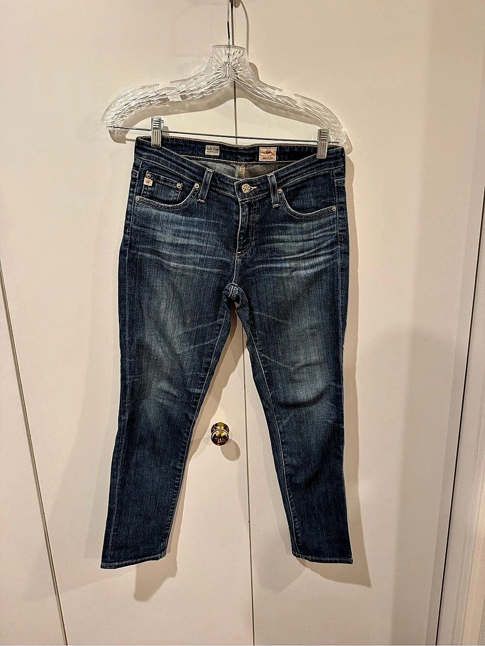 AG Adriano Goldschmied Silk Crop Skinny Jeans in Blue Size 27R Like New